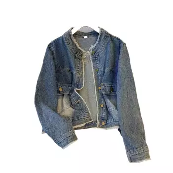 Винтажная Потертая джинсовая куртка 2024, свободная джинсовая куртка с необработанным краем