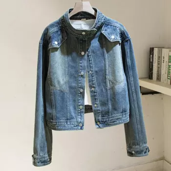 Винтажная синяя джинсовая куртка с длинными рукавами, женская свободная короткая повседневная ковбойская верхняя одежда Chaquetas Mujer, осенняя корейская джинсовая куртка, женская