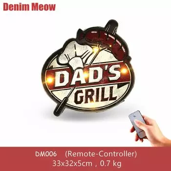 Винтажная светодиодная неоновая вывеска Denim Meow N169