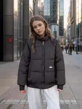 Винтажная женская зимняя куртка, новинка 2024, свободная теплая одежда, теплое плотное пальто на молнии с карманами, Женская стильная зимняя куртка