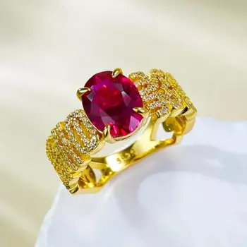 Винтажное бриллиантовое кольцо с драгоценным камнем, 7*9 мм