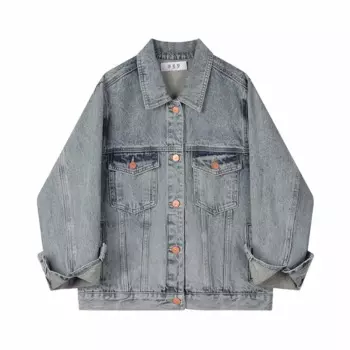 Винтажное однотонное джинсовое короткое пальто, женская одежда, весна 2023, однобортная джинсовая куртка, женские топы, свободная верхняя одежда G2565