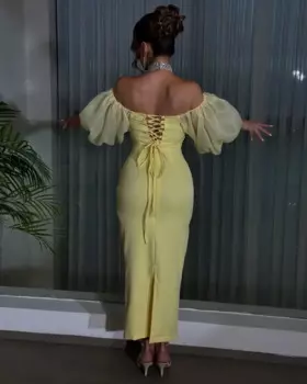 Винтажное вечернее платье с длинным рукавом и юбкой-годе