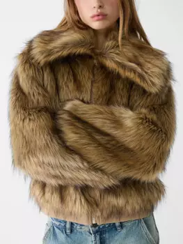 Винтажное женское пушистое пальто из искусственного меха для женщин, женская зимняя Толстая теплая верхняя одежда из натурального меха, Женская длинная Роскошная Свободная куртка