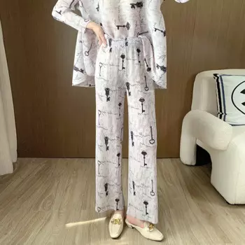 Винтажные брюки для женщин, Новинка осени 2023, модные эластичные свободные плиссированные повседневные широкие брюки с принтом миаке, женские длинные брюки