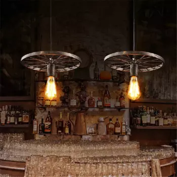 Винтажные черные/коричневые подвесные светильники, промышленное кованое железо, светодиодное освещение, гостиная, бар, офис, античный Мини подвесной потолочный светильник