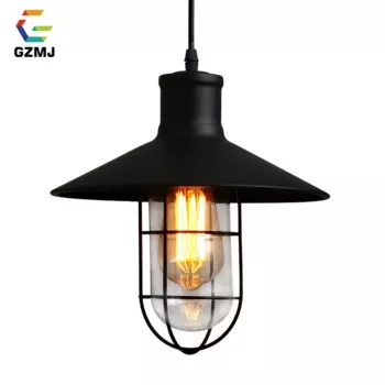 Винтажные декоративные металлические подвесные светильники GZMJ в стиле индастриал, 90-260 В, черная железная Подвесная лампа в стиле лофт, E27 светодиодный светодиодная Подвесная лампа для столовой, спальни