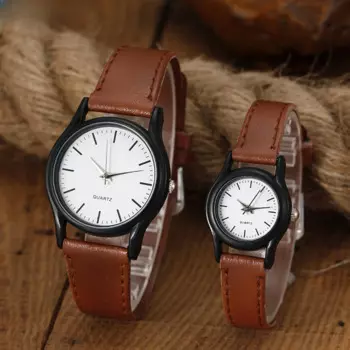 Винтажные классические кожаные кварцевые Часы для пары, трендовые мужские Часы, Регулируемые Часы