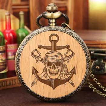 Винтажные кварцевые карманные часы с рисунком черепа пирата, рандомные часы из сплава, в стиле стимпанк, с подвеской на цепочке, карманные часы для мужчин и женщин