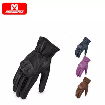Винтажные Мотоциклетные Перчатки Masontex из натуральной кожи с закрытыми пальцами, зимняя теплая водонепроницаемая ветрозащитная одежда для сенсорного экрана