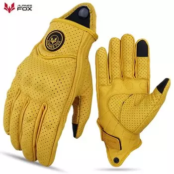 Винтажные Мотоциклетные Перчатки, Мужские Летние Желтые Кожаные Перчатки В Стиле Ретро Для Мотокросса, Размер M-XXL, Уютная Кожа