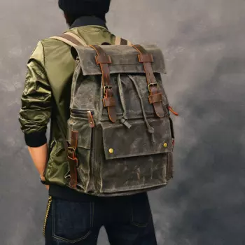 Винтажные мужские большие вместительные военные промасленные кожаные холщовые вощеные водонепроницаемые рюкзаки, школьные сумки, подростковый рюкзак для ноутбука, сумка