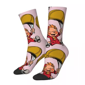 Винтажные мужские Компрессионные носки в стиле хип-хоп The Little Spirou Crazy, унисекс, бесшовные короткие носки с принтом в уличном стиле