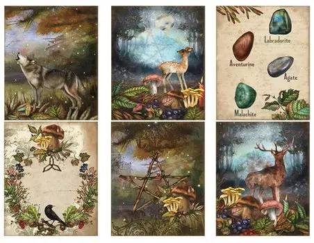 Винтажные наклейки «Волшебный темный лес» TIAMECH