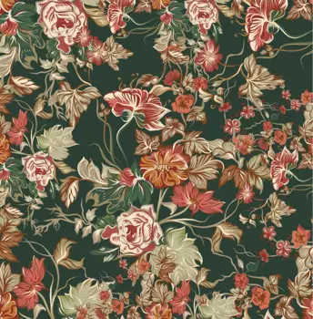 Шелковые обои Beibehang винтажные зелёные цветы