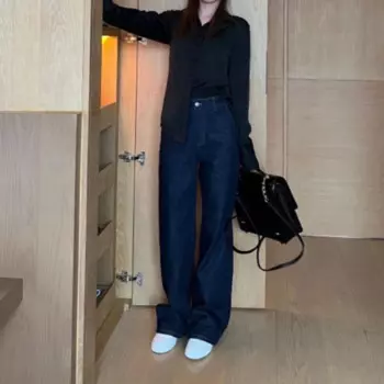 Винтажные потертые джинсовые брюки, прямые джинсы с высокой талией для женщин