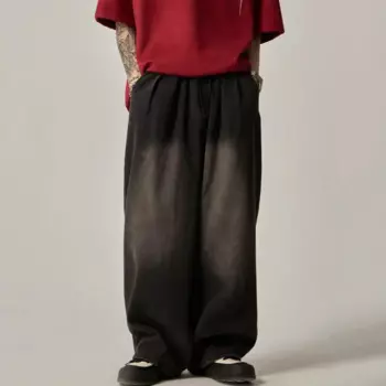 Винтажные потертые мужские джинсы, уличные повседневные широкие брюки из денима, свободные универсальные брюки, мешковатые джинсовые брюки-карго