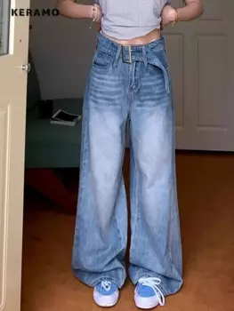 Винтажные повседневные мешковатые джинсовые брюки Y2K 1920-х годов, брюки в японском стиле эмо, женские брюки в стиле гранж, женские джинсы в стиле ретро с высокой талией