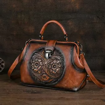 Винтажные роскошные кожаные рюкзаки ручной работы для женщин, дизайнерские сумки на застежке, женские сумки на плечо, женский рюкзак с тиснением