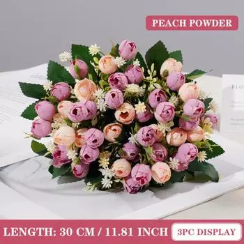 Винтажные шелковые розы, букет из 15 цветов