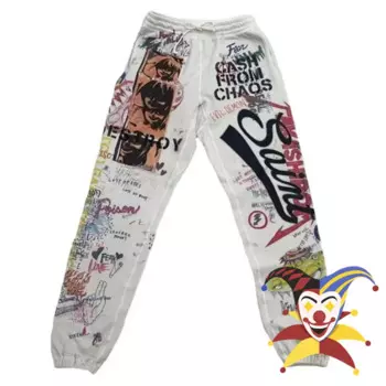 Винтажные спортивные штаны с принтом граффити для мужчин и женщин, высококачественные брюки для бега на шнурке