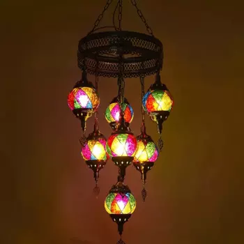Винтажные турецкие люстры E27, красочный стеклянный абажур ручной работы, промышленная подвеска, люстра с головками 1/7 для гостиной