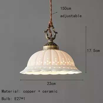 Винтажный белый керамический подвесной светильник IWP