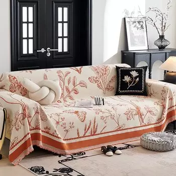 Винтажный чехол для дивана из хлопка Jacquard