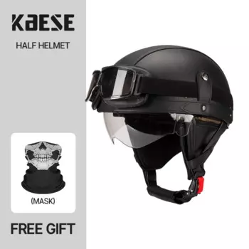 Винтажный черный мотоциклетный шлем в стиле ретро, полушлем, защитная матовая мотоциклетная Кепка, Защитные чехлы для мотоциклов