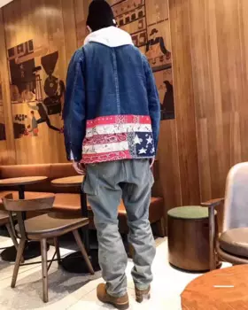 Винтажный джинсовый комбинезон с потертостями из хлопка