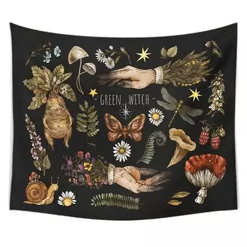 Винтажный гобелен с волшебными грибами A BRIGHT RAINBOW