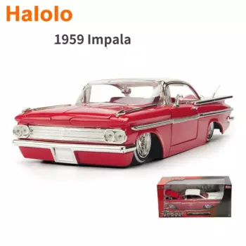 Винтажный Классический автомобиль CHEVY IMPALA в масштабе 1:24, 1959, модель автомобиля из литого металлического сплава, игрушки для Chevrolet, коллекция подарков для детей