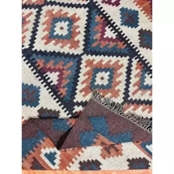 Винтажный коврик из шерсти и джута