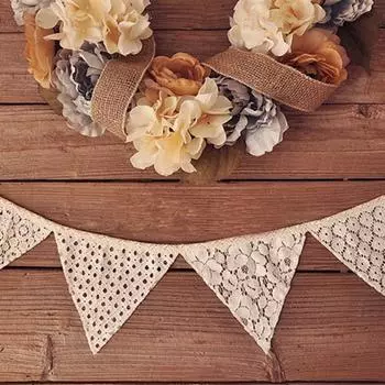 Винтажный кружевной свадебный баннер из хлопка