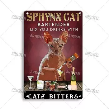 Винтажный металлический знак ARTISIAN Черный кот