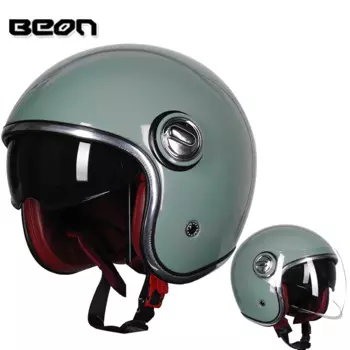 Винтажный мотоциклетный шлем BEON 108A, шлем с открытым лицом, с двойными линзами, ретро, кроссовый шлем