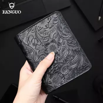 Винтажный Мужской кошелек из натуральной кожи с RFID-защитой и слотом для SD-карты, Короткие Кошельки, маленький бумажник ручной работы из воловьей кожи с держателями для карт, мужской кошелек