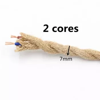 Винтажный пеньковый шнур, 250 В, 2 ядра, 3 ядра, шнур для лампы, джутовый трос, витой кабель, гибкий электрический провод для «сделай сам», Ретро Декор световой балки