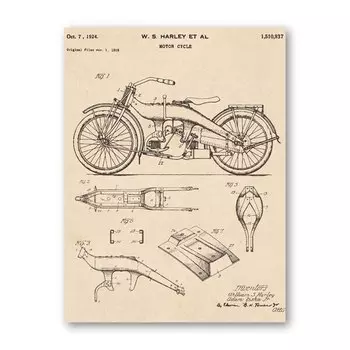 Винтажный плакат с американским мотоциклом dulike