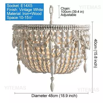 Подвесной светильник YITEMAS, белый, древесина