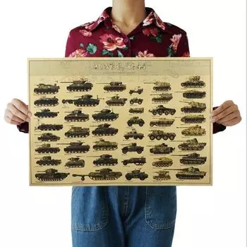 Винтажный постер "Танки" DIYOUNG 51x35 см