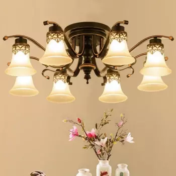 Винтажный потолочный светильник, антикварная металлическая стеклянная люстра, потолочный светильник, светильник в стиле ретро Luminaria E27, светодиодная лампа, источник, светильник WF