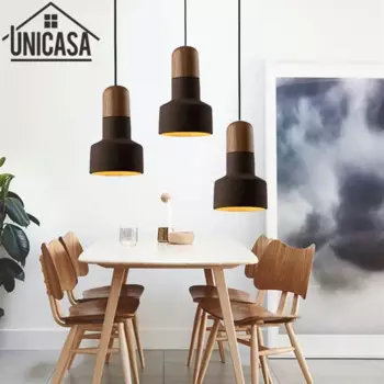 Винтажный промышленный подвесной светильник для гостиниц, черный цементный абажур, деревянный держатель для ламп, мини осветительный бар, антикварный мини подвесной потолочный светильник