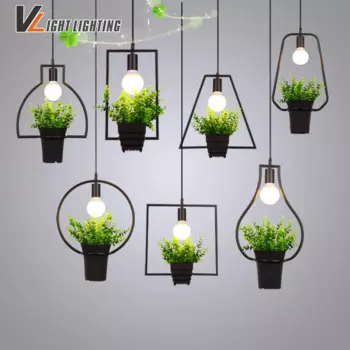 Винтажный промышленный Ретро Железный зеленый Растительный подвесной светильник для кухни, ресторанов, бара, декоративный домашний светодиодный светильник, приспособление для Creativ