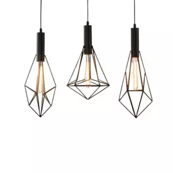 Винтажный Ретро Лофт черная окрашенная кованая железная клетка в форме бриллианта сетчатый шнур подвесной светильник с лампочкой Эдисона E27 подвесной светильник для бара и клуба