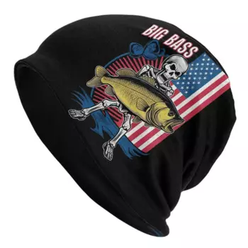 Винтажный страшный скелет с большой большой басовой рыбой, постер с флагом США, осенние женские тонкие шапочки, двойные уличные шапки с капюшоном