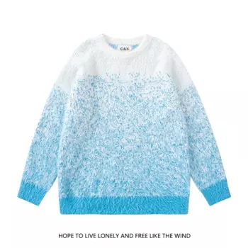 Винтажный свитер для мужчин и женщин, модный вязаный свитер, вязаный свитер с градиентом, свитер с круглым вырезом, американский пуловер для пар, одежда унисекс