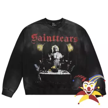 Винтажный Свитшот Saint Tears с круглым вырезом, для мужчин и женщин, Высококачественная толстовка с принтом в виде слез