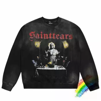Винтажный Свитшот Saint Tears с круглым вырезом для мужчин и женщин, Высококачественная Толстовка большого размера с принтом в виде слез