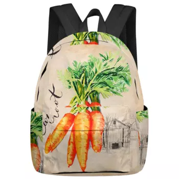 Винтажный текстурированный рюкзак для мужчин и женщин, водонепроницаемый дорожный школьный ранец с принтом моркови для мальчиков и девочек, сумки для ноутбука